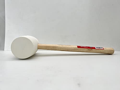 Rubber Mallet 24Oz (680g), MAXPOWER Soft Rubber Hammer Tile Mallet with Hickory Handle and Soft Face for Installation Marble Tile, White