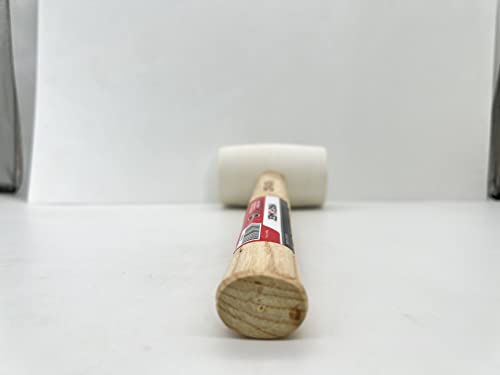 Rubber Mallet 24Oz (680g), MAXPOWER Soft Rubber Hammer Tile Mallet with Hickory Handle and Soft Face for Installation Marble Tile, White
