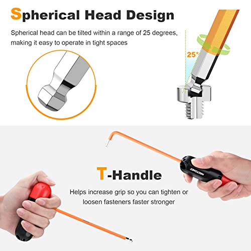 MAXPOWER Hex Keys Set, Metric Ball End Allen Key Set & Star Key Torx Wrench Set Metric Ball End Hexagonal Keys with Extra T-Handle for Home Maintenance DIY, Pack of 2