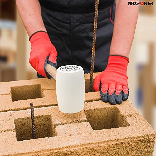 Rubber Mallet 24Oz (680g), MAXPOWER Soft Rubber Hammer Tile Mallet with Hickory Handle and Soft Face for Installation Marble Tile, White