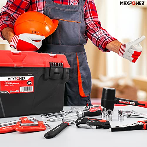Tool Boxes, MAXPOWER 3PCs Empty Toolboxes Set Plastic Tool Box Storage Case Organizer with Removable Tray - 13”/15”/17”