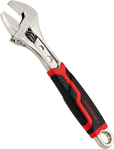 MAXPOWER 8"/200mm Adjustable Wrench with Soft Grip Handle, Extra Wide Adjustable Spanner Wrench with MAX Opening Capacity 30mm