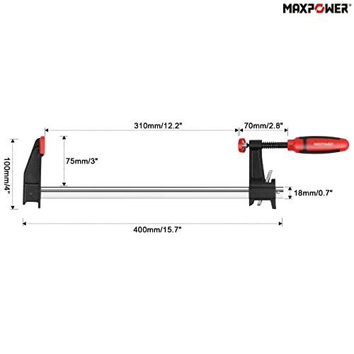 F Clamps Set 12-Inch/300mm, MAXPOWER 2-Pack Heavy Duty Bar Clamps Set Quick-Release Woodworking Clamps for Carpenters