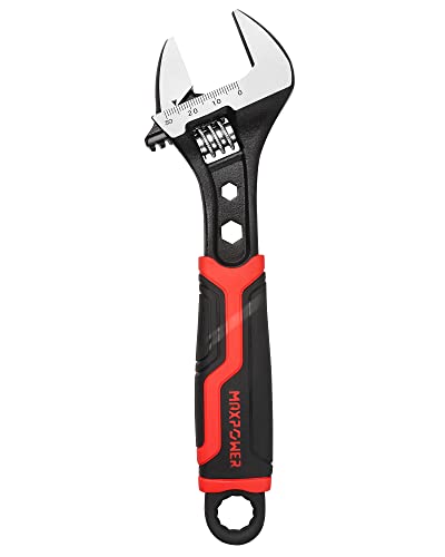 MAXPOWER Adjustable Wrench 200mm, 3-in-1 Small Adjustable Spanner with MAX Opening Capacity 30mm & Soft Rubber Grip Handle