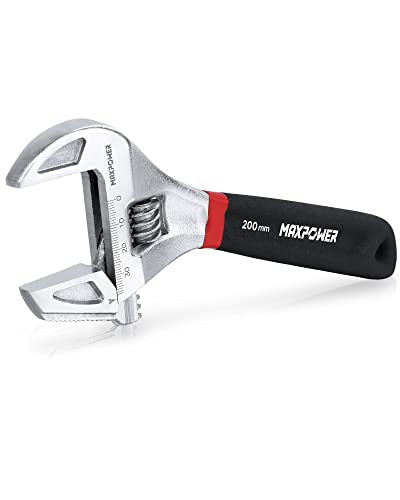 MAXPOWER Adjustable Spanner 200mm, 2-in-1 Adjustable Wrench & Pipe Wrench Switchable with Disassembled & Reversible Jaw