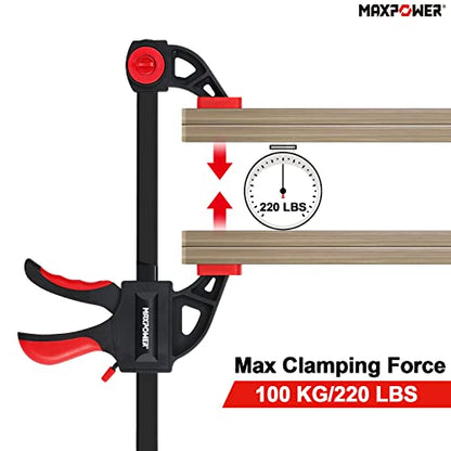 Quick Grip Wood Clamps Set, MAXPOWER 6PCs Quick Release Ratchet Bar Clamps Set for Woodworking - 150mm/300mm/600mm