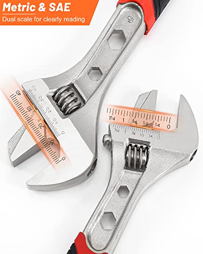 MAXPOWER Adjustable Spanner Set, 4PCs Adjustable Wrench Set Multifunctional Pipe Wrench with Reversible Wide Opening Jaw (6"/150mm, 8"/200mm, 10"/250mm and 12"/300mm)