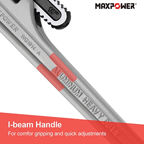 MAXPOWER Pipe Wrench 450mm, 18"/450mm Heavy Duty Aluminum Stillson Plumbing Wrench Straight Pipe Spanner