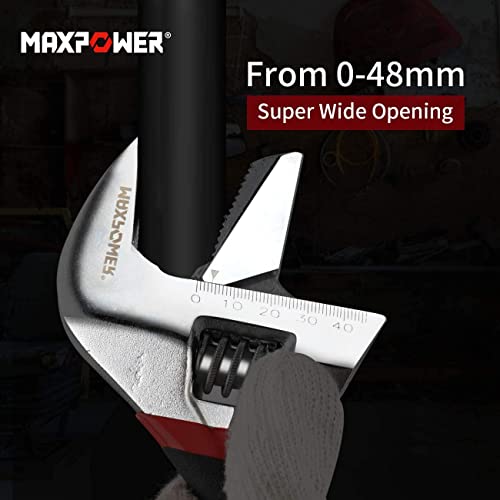 MAXPOWER Adjustable Spanner Set, 2-in-1 Adjustable Wrench Set, Plumbing Wrench Pipe Wrench with Reversible Wide Opening Jaw (6"/150mm and 8"/200mm)