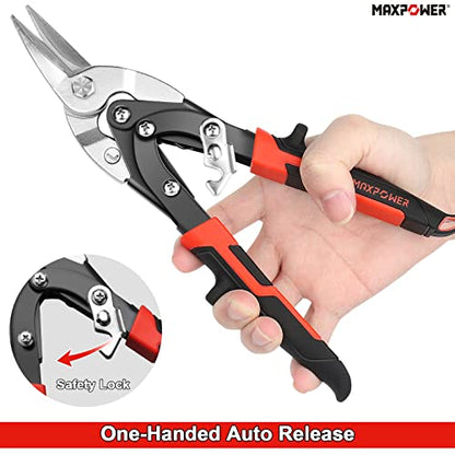 Tin Snips Set 3PCs, MAPOWER 40% Labour-Saving Aviation Snips Set Metal Sheet Snips - Double Leverage Deisgn