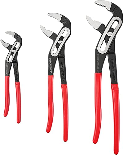 MAXPOWER Water Pump Pliers Set, 3PCs Adjustable Plumbing Grips Spanner Slip Joint Pliers Tongue and Groove Pliers Set with Super Wide Open Jaw, 180mm/7", 250mm/10" and 300mm/12"