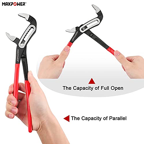 MAXPOWER Water Pump Pliers Set, 3PCs Adjustable Plumbing Grips Spanner Slip Joint Pliers Tongue and Groove Pliers Set with Super Wide Open Jaw, 180mm/7", 250mm/10" and 300mm/12"