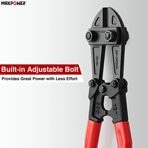 Bolt Cutter 300mm, MAXPOWER Small Mini Cr-Mo Bolt Croppers Wire Cable Cutter for Wire, Cable, Chain or Spring- MAX. Opening Capacity 15mm