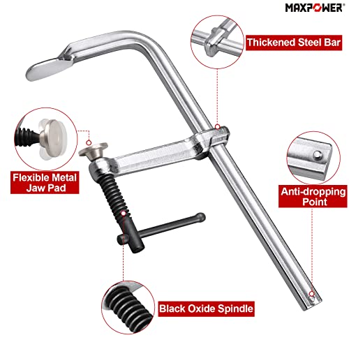 Metal F Clamps for Welding, MAXPOWER Heavy Duty F Clamp 300 x 120mm Bar Clamps for Woodworking, Bricklaying or Welding