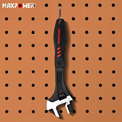 MAXPOWER Adjustable Wrench 250mm, 3-in-1 Multifunctional Adjustable Spanner with Pipe Wrench Function and Hammer Function, 10"/250mm