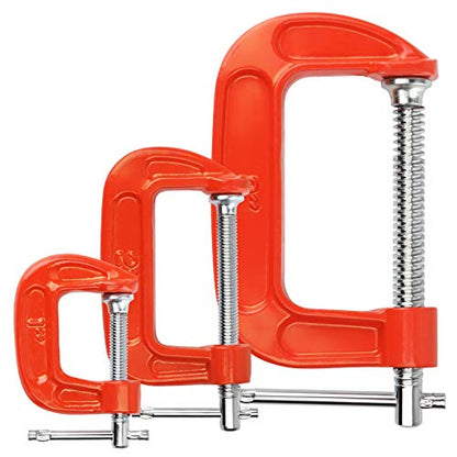 G Clamps for Woodwork, MAXPOWER 3PCs Metal G Clamp Set C-Clamps Set with Opening Capacity 25mm/50mm/75mm