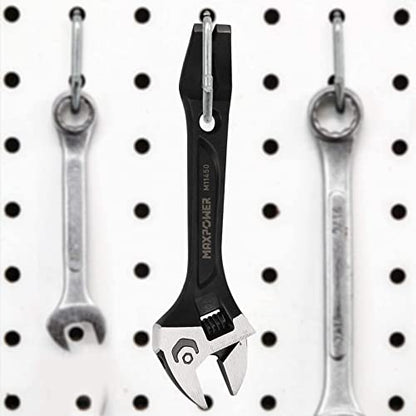 MAXPOWER Adjustable Wrench 300mm, 3-in-1 Cr-V Adjustable Spanner with Hammer Head and Pry Bar Crowbar Nail Puller Function