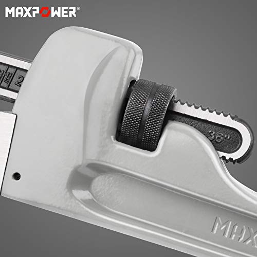 MAXPOWER Pipe Wrench 900mm, 36-Inch Aluminum Straight Pipe Wrench Heavy Duty Plumbing Wrench Pipe Spanner Stillson