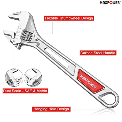 MAXPOWER Adjustable Spanner Set, Adjustable Wrench Set, 150mm/6 and 250mm/10, 2-Pieces