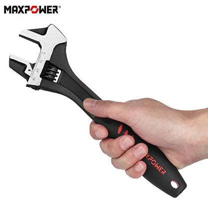 MAXPOWER Adjustable Wrench 250mm, 3-in-1 Multifunctional Adjustable Spanner with Pipe Wrench Function and Hammer Function, 10"/250mm