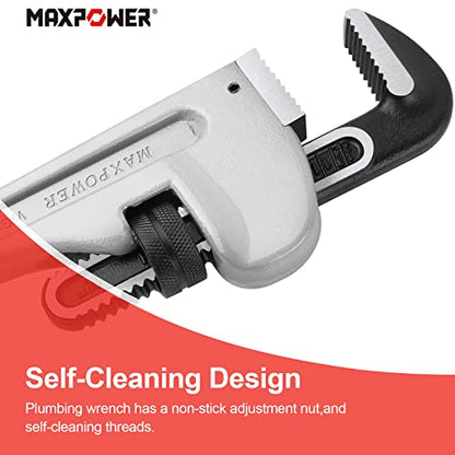 MAXPOWER Pipe Wrench 450mm, 18"/450mm Heavy Duty Aluminum Stillson Plumbing Wrench Straight Pipe Spanner