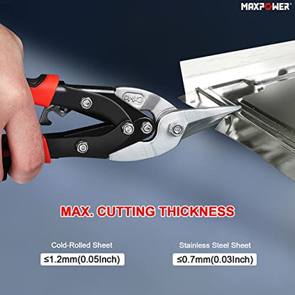 Tin Snips Set 3PCs, MAPOWER 40% Labour-Saving Aviation Snips Set Metal Sheet Snips - Double Leverage Deisgn