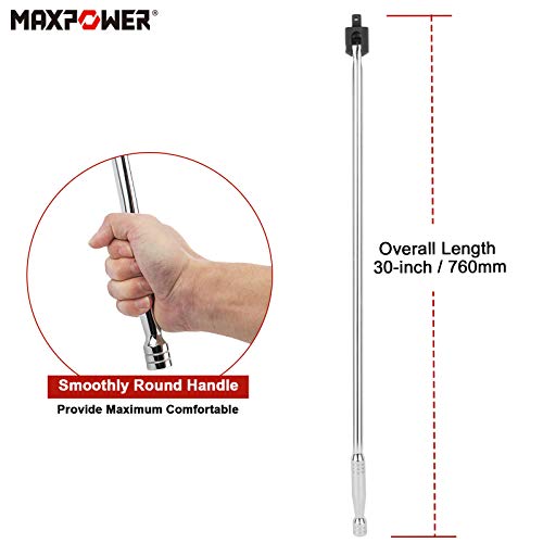 MAXPOWER Breaker Bar 750mm, 1/2-Inch Square Drive Breaker Bar Flex Handle, 30-inch/750mm