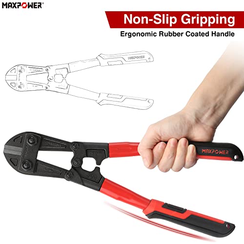 Bolt Cutter 300mm, MAXPOWER Small Mini Cr-Mo Bolt Croppers Wire Cable Cutter for Wire, Cable, Chain or Spring- MAX. Opening Capacity 15mm