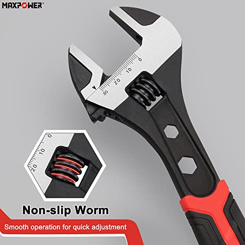 MAXPOWER Adjustable Spanner Set, 2-in-1 Adjustable Wrench Set with Hexagonal Wrench Function & Non-Slip Handle -150mm, 200mm & 250mm