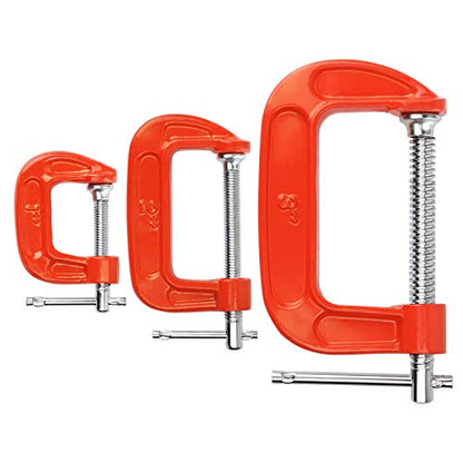 G Clamps for Woodwork, MAXPOWER 3PCs Metal G Clamp Set C-Clamps Set with Opening Capacity 25mm/50mm/75mm