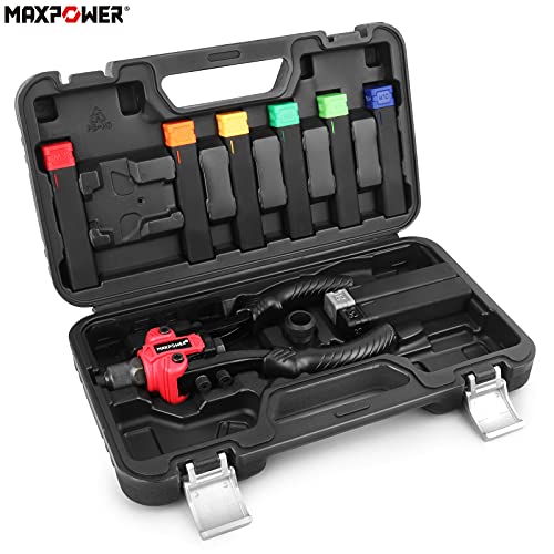 Rivet Gun Kit, MAXPOWER 3-in-1 Heavy Duty Hand Riveter Nut Rivet Gun Kit with 6 Metric Mandrels(M3 M4 M5 M6 M8 M10),2 Reaming Mandrels, Multifunctional Wrench and Plastic Carry Case