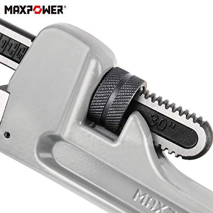 MAXPOWER Pipe Wrench 30-Inch, 760mm/30” Aluminum Straight Pipe Wrench Stillson Heavy Duty Plumbing Wrench Pipe Spanner for Plumber