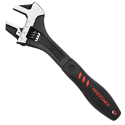 MAXPOWER Adjustable Wrench 250mm, 3-in-1 Multifunctional Adjustable Spanner with Pipe Wrench Function and Hammer Function, 10"/250mm