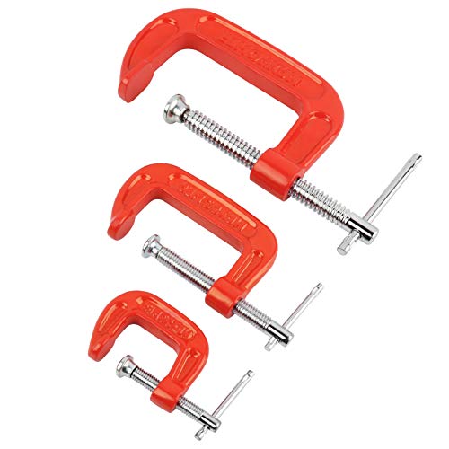 G Clamps for Woodwork, MAXPOWER 3PCs Metal G Clamp Set C-Clamps Set with Opening Capacity 25mm/50mm/75mm