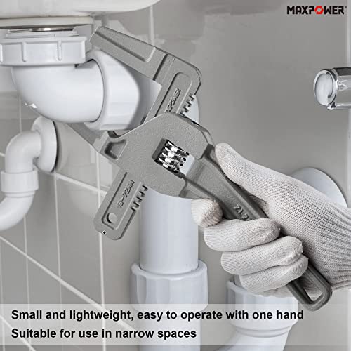 MAXPOWER Adjustable Spanner Wide Jaw, 250mm (10 Inch) Plumbing Basin Adjustable Wrench Pipe Wrench for Plumber - MAX Opening Capacity 95mm