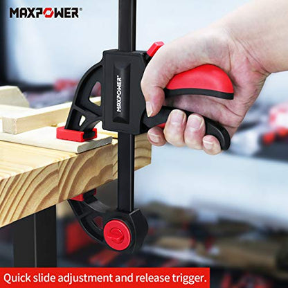 MAXPOWER F Clamps, 12-inch/300mm Quick Grip Ratchet Bar Clamp, 19-inch/500mm Spreader Clamp, Quick Release and One-Handed Clamp for Woodworking and DIY Projects