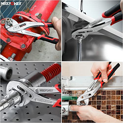 Water Pump Pliers 250mm(10"), MAXPOWER Slip Joint Pliers Tongue-and-Groove Pliers Multigrip Groove Joint Plumbing Clamp for Tightening & Loosening Nuts, Bolts, Pipe