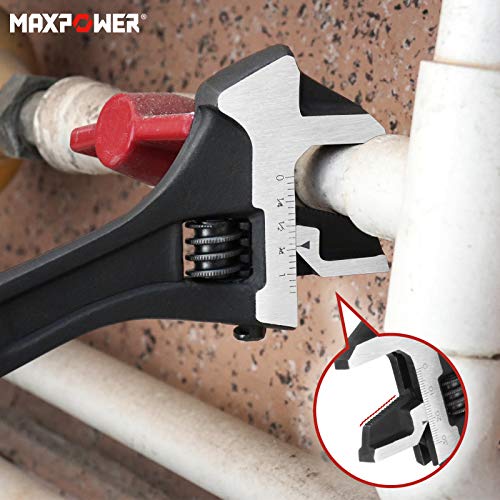 MAXPOWER Adjustable Wrench 250mm, 3-in-1 Multifunctional Adjustable Spanner with Pipe Wrench Function and Hammer Function, 10"/250mm