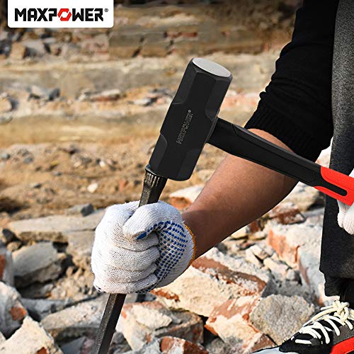 MAXPOWER Sledge Hammer, 4lb/1800G Club Hammer with Steel Head and Shock-Resistant 12-inch/310mm Fiberglass Handle