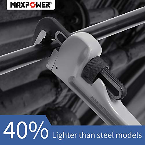 MAXPOWER Pipe Wrench 600mm, 24-Inch Aluminum Straight Pipe Wrench Heavy Duty Plumbing Wrench Pipe Spanner Stillson