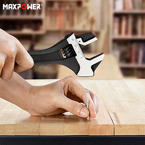 MAXPOWER Adjustable Wrench 250mm, 3-in-1 Multifunctional Adjustable Spanner with Pipe Wrench Function and Hammer Function, 10"/250mm