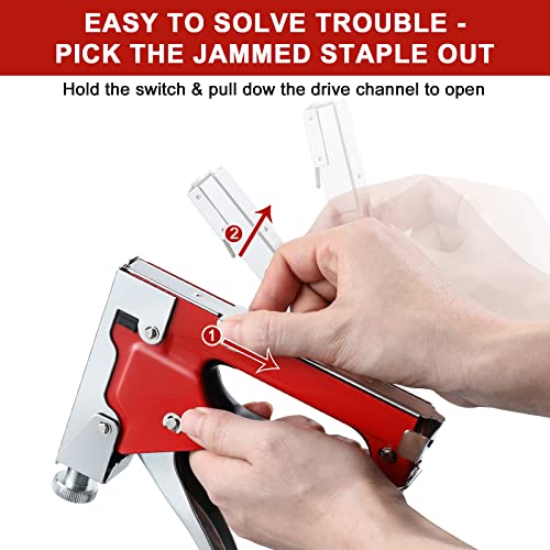 Staple Gun with 3000 Staples, MAXPOWER 3-in-1 Manual Nail Gun Hand Tacker Steel Stapler for Upholstery, Fixing Material, Decoration, Carpentry, Furniture