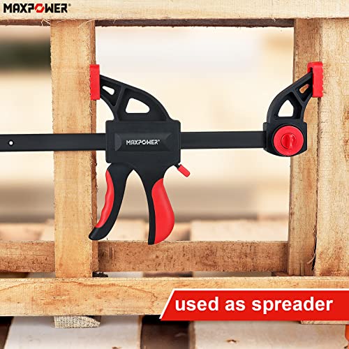 MAXPOWER F Clamps, 6-inch/150mm Quick Grip Ratchet Bar Clamp, 13-inch/340mm Spreader Clamp, Quick Release and One-Handed Clamp for Woodworking and DIY Projects