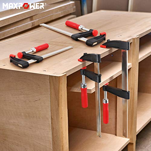 F Clamps Set, MAXPOWER 4PCs Quick Slide Bar Clamps Screw Clamps Parallel Clamp Heavy Duty Woodworking Bar Clips (2PCs 200mm x 60mm & 2PCs 300mm x 80mm)