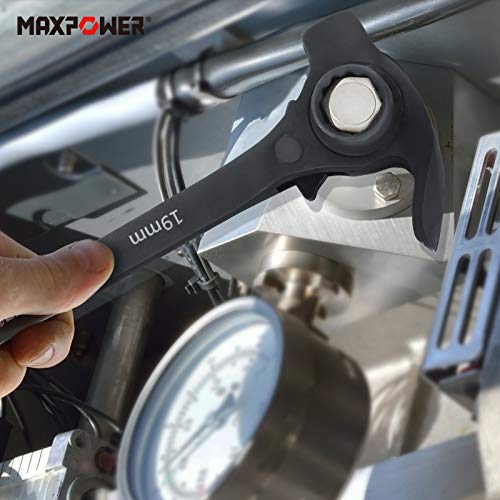 MAXPOWER Claw Hammer with 17mm x 19mm Scaffold Ratchet Spanner, Podger Spanner, Pry Bar and Nail Puller Function