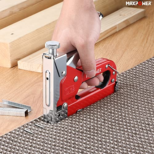 Staple Gun with 3000 Staples, MAXPOWER 3-in-1 Manual Nail Gun Hand Tacker Steel Stapler for Upholstery, Fixing Material, Decoration, Carpentry, Furniture