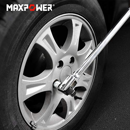 MAXPOWER Breaker Bar, 2 in 1 Breaker Bar Wheel Nut Spanner Flexible Handle with Dual-Drive with 1/2" and 3/4" Nut Drivers, (24"/600mm)