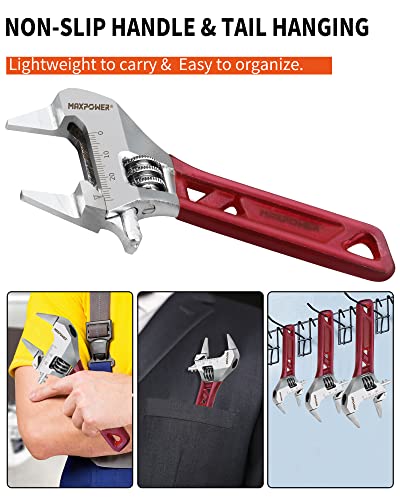 MAXPOWER Adjustable Spanner 150mm/6-Inch, Slim Jaw Adjustable Wrench with MAX. Opening 30mm & Super Slim Jaw Thickness 2.5mm