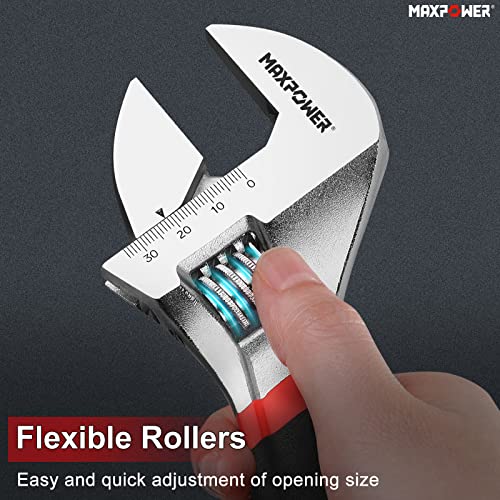 MAXPOWER Adjustable Spanner 300mm, Adjustable Wrench Shifter Spanners with Soft Grip and Dual Scale SAE and Metric