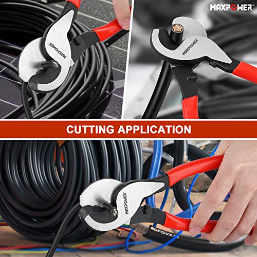 Cable Cutters Set, MAXPOWER 250mm & 380mm Heavy Duty Cable Wire Cutters Electricians Wires Cables Cutting Pliers for Cutting Copper and Aluminum Cable - Pack of 2